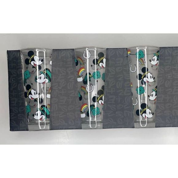 NEW Disney Mickey Mouse Minnie Shamrock St Pattys Rainbow Glasses Tumblers 16 OZ - Picture 1 of 4
